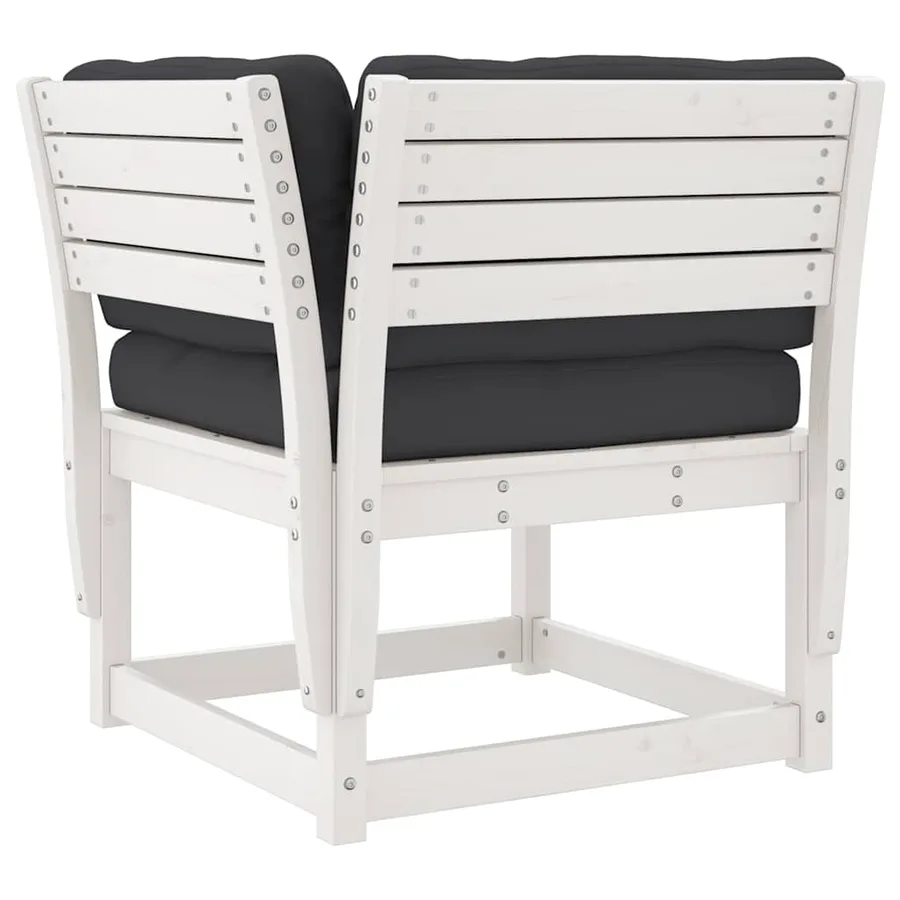 Salon de jardin 5 pcs avec coussins blanc bois massif de pin - 5
