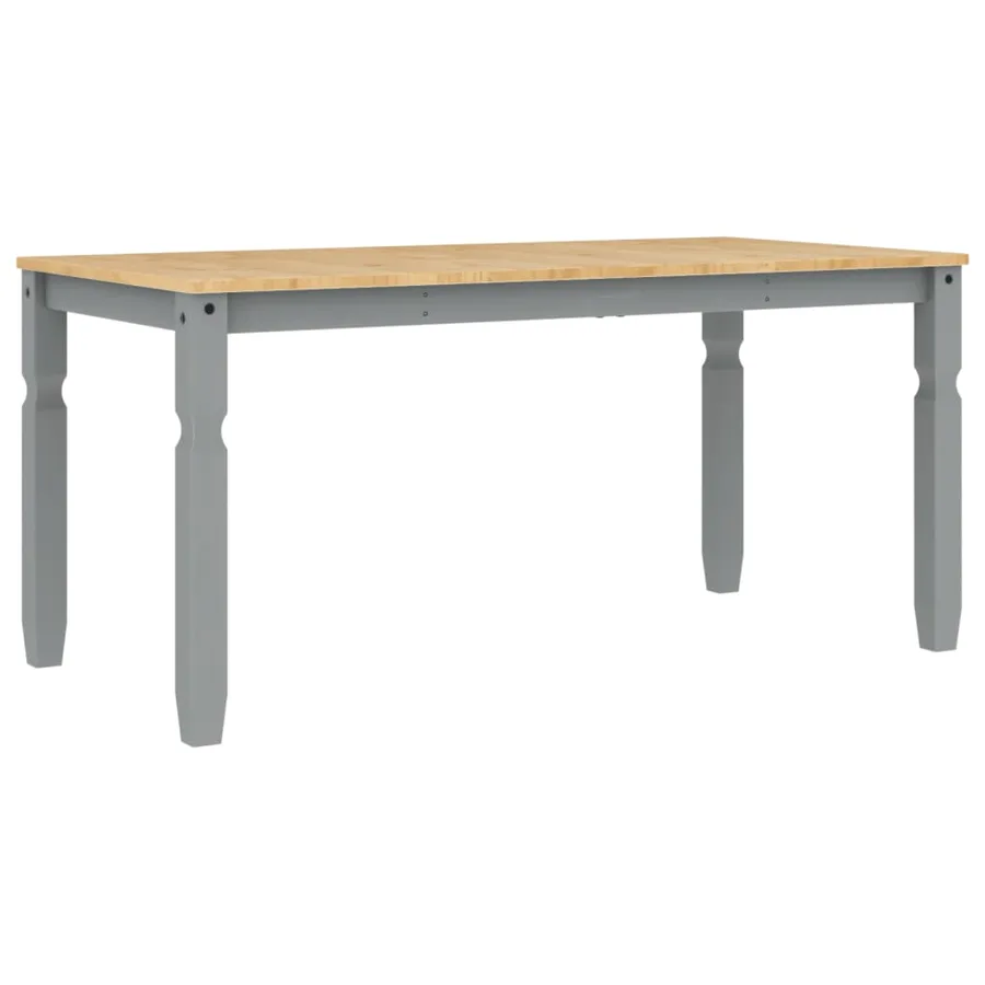 Table à manger Corona gris 160x80x75 cm bois massif de pin - 2