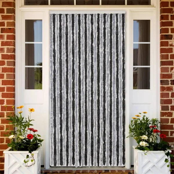 Rideau anti-mouches gris et noir 100x200 cm chenille