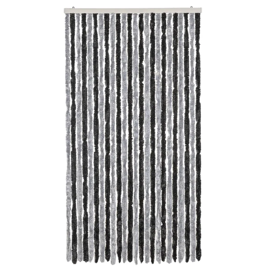 Rideau anti-mouches gris et noir 100x200 cm chenille - 3