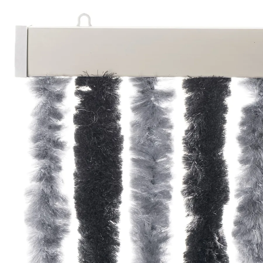 Rideau anti-mouches gris et noir 100x200 cm chenille - 4