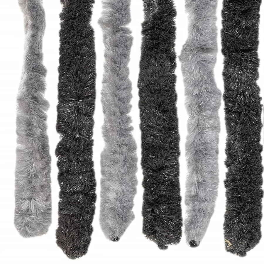 Rideau anti-mouches gris et noir 100x200 cm chenille - 5