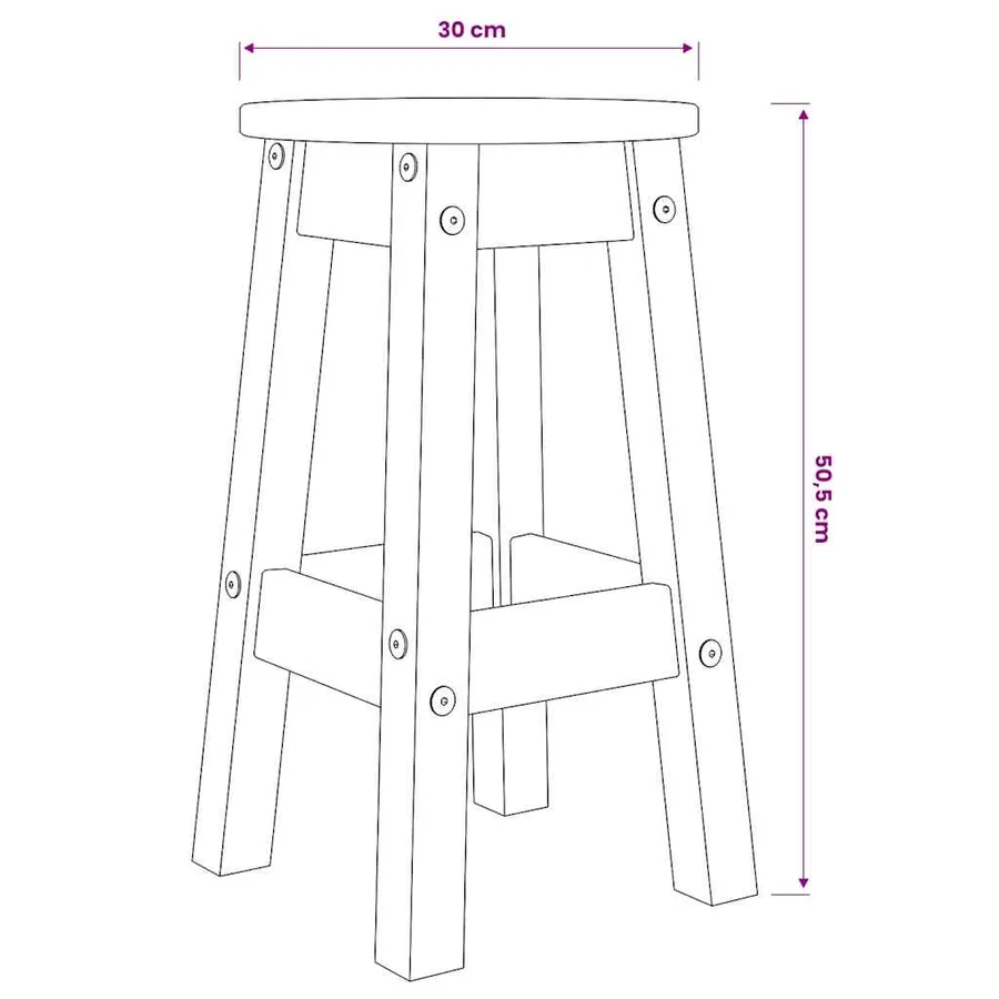 Ensemble de bar 3 pcs bois de pin massif - 14