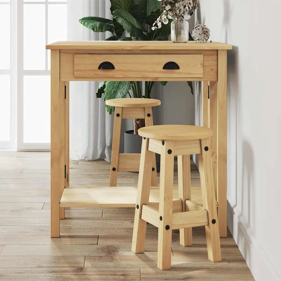 Ensemble de bar 3 pcs bois de pin massif - 3