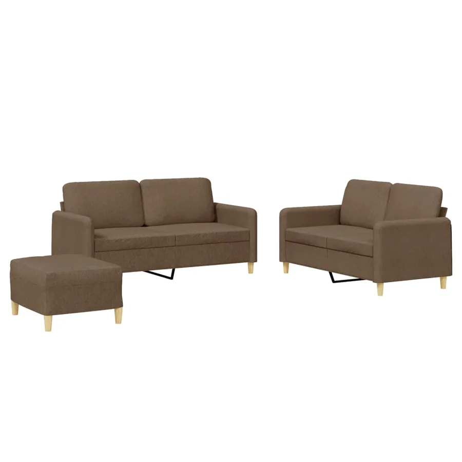 Ensemble de canapés 3 pcs avec coussins Marron Tissu - 2