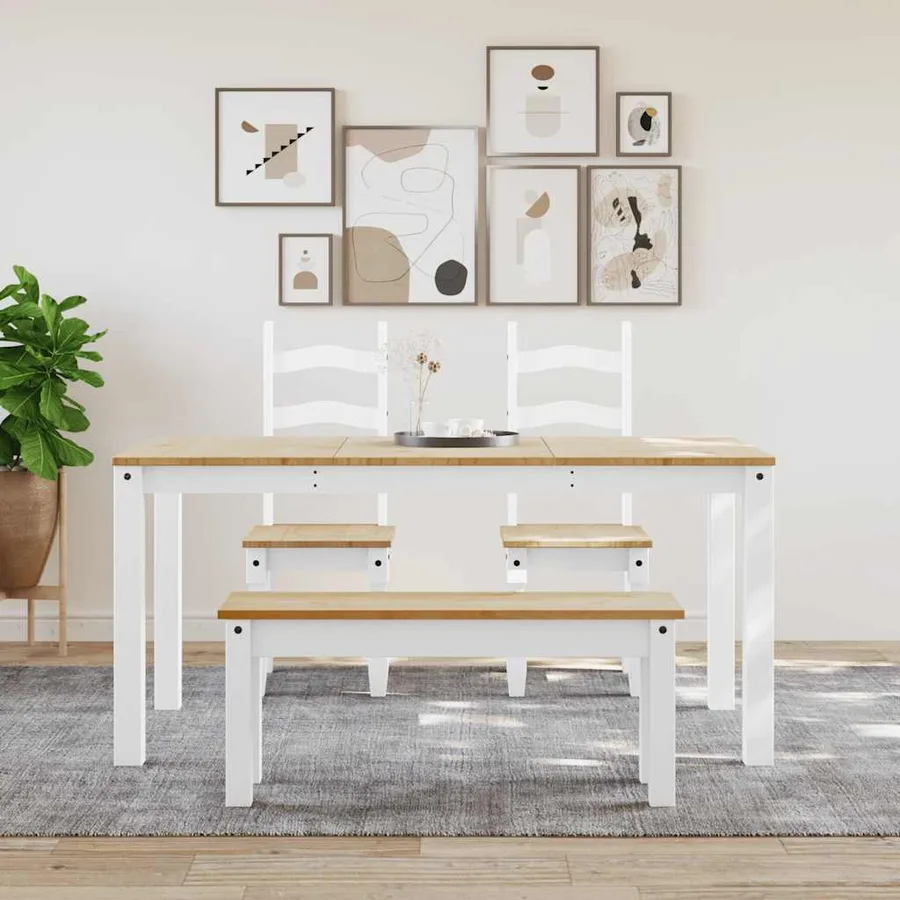 Table à manger PANAMA blanc 160x80x75 cm bois massif de pin - 3