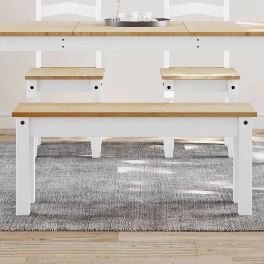 Banc à manger PANAMA blanc 105x30x45 cm bois massif de pin