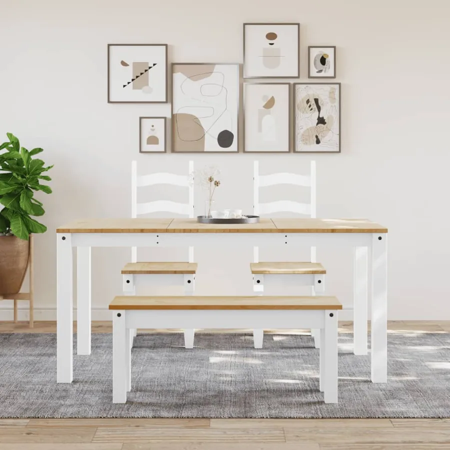 Banc à manger PANAMA blanc 105x30x45 cm bois massif de pin - 3