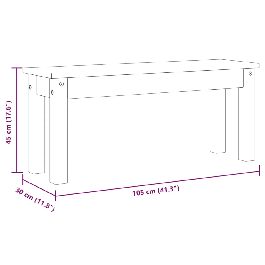 Banc à manger PANAMA blanc 105x30x45 cm bois massif de pin - 8