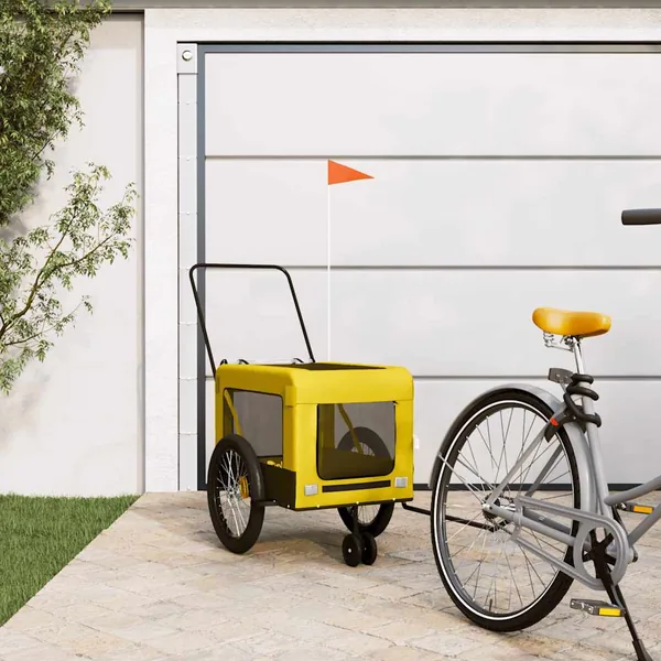 Remorque de vélo pour animaux de compagnie jaune et noir