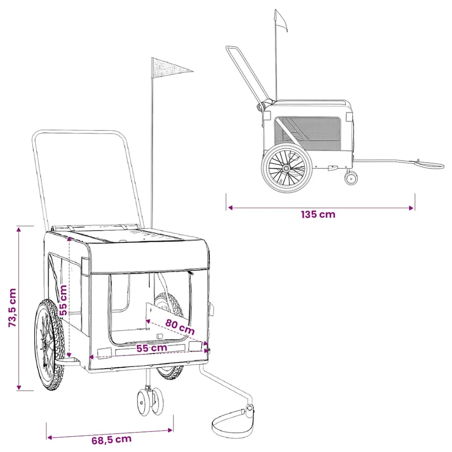 Remorque de vélo pour animaux de compagnie jaune et noir - 13