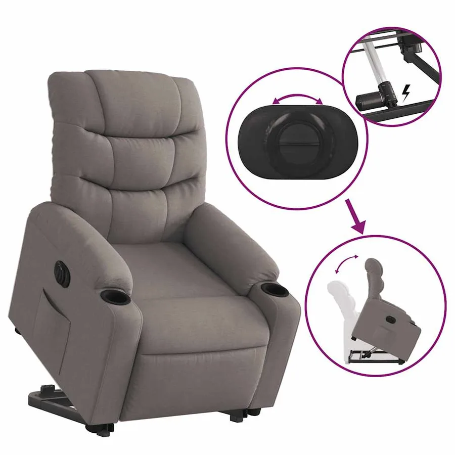 Fauteuil inclinable électrique taupe tissu - 11
