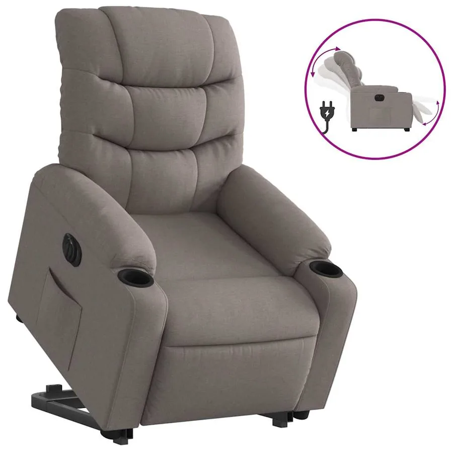 Fauteuil inclinable électrique taupe tissu - 2