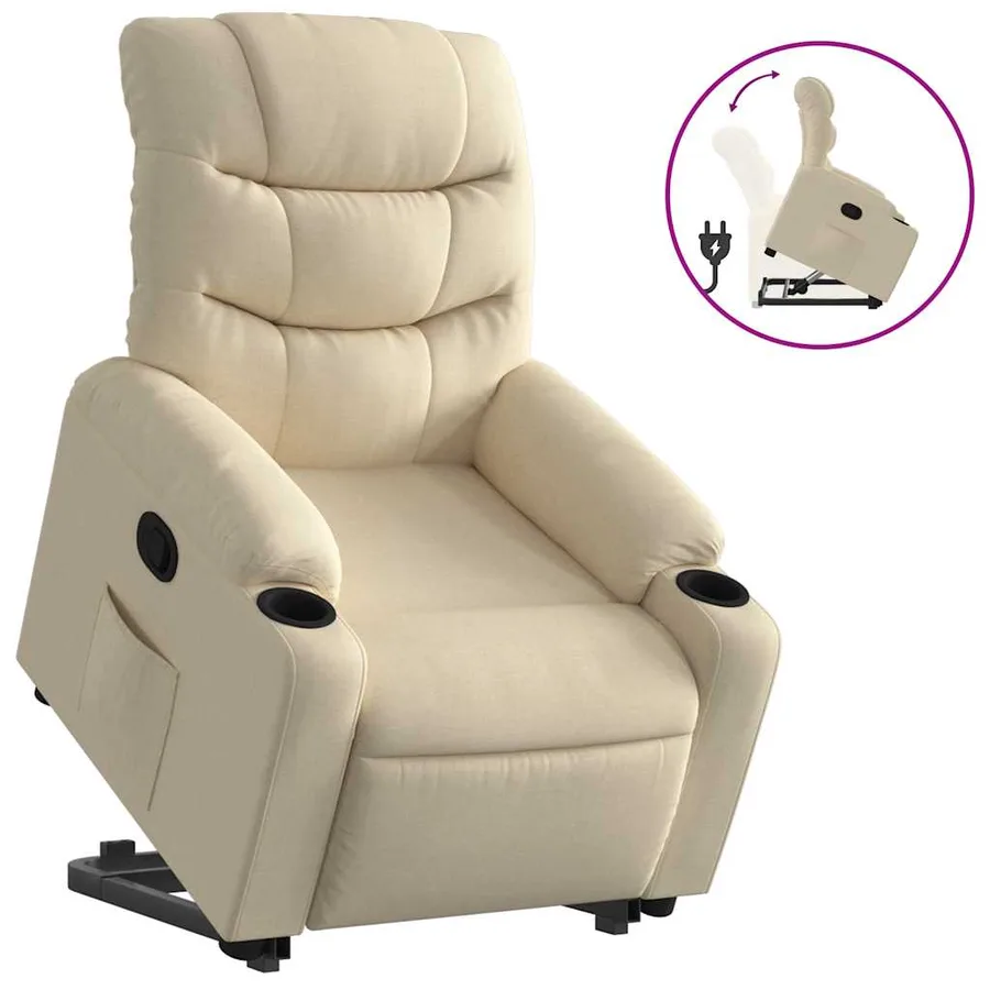 Fauteuil inclinable Crème Tissu - 2