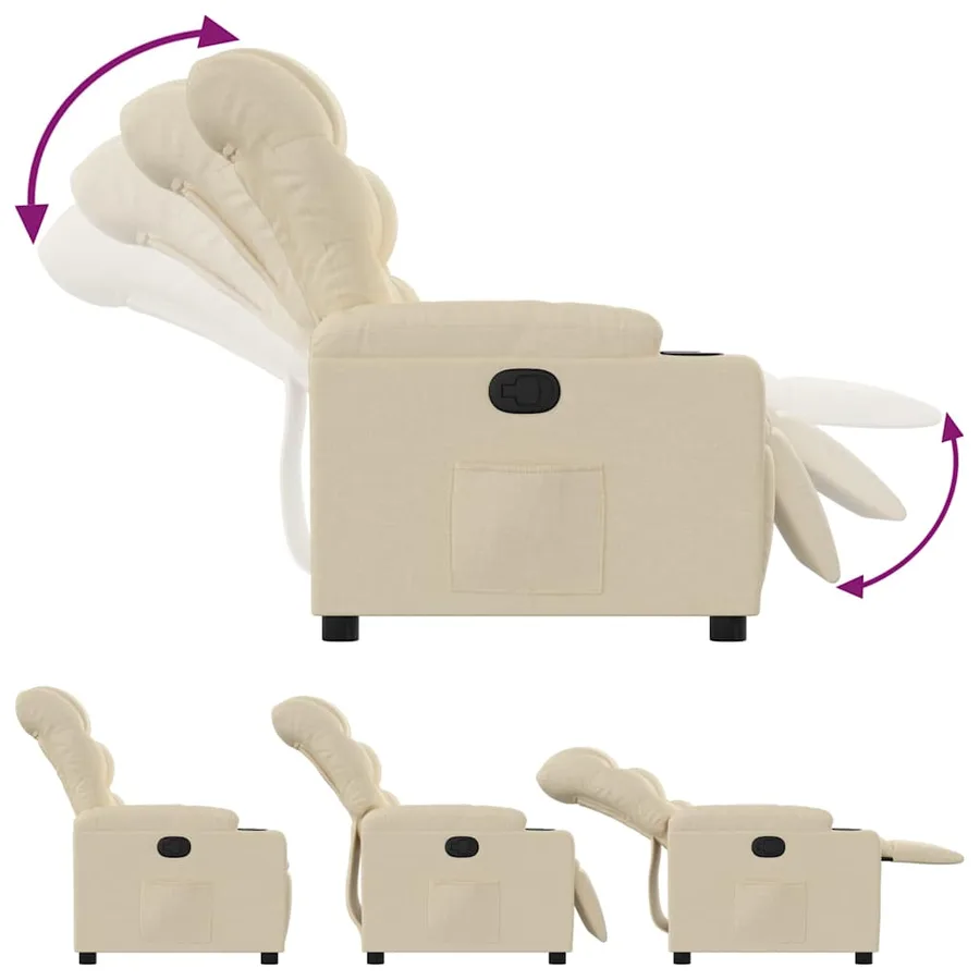 Fauteuil inclinable Crème Tissu - 4