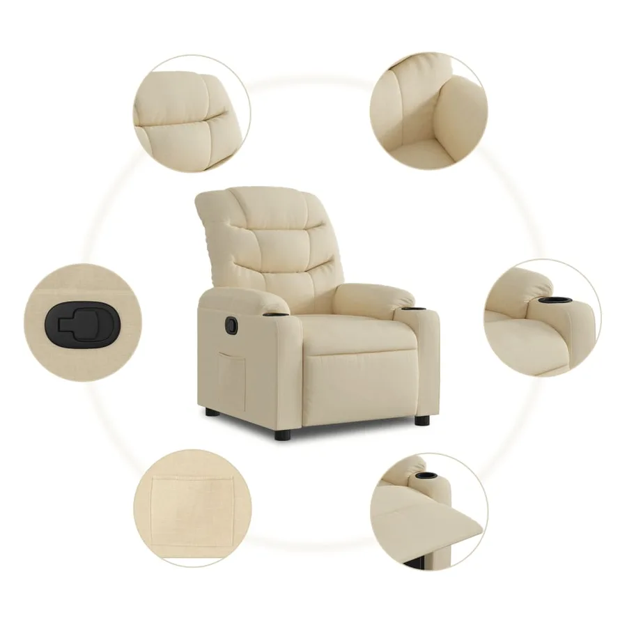 Fauteuil inclinable Crème Tissu - 5