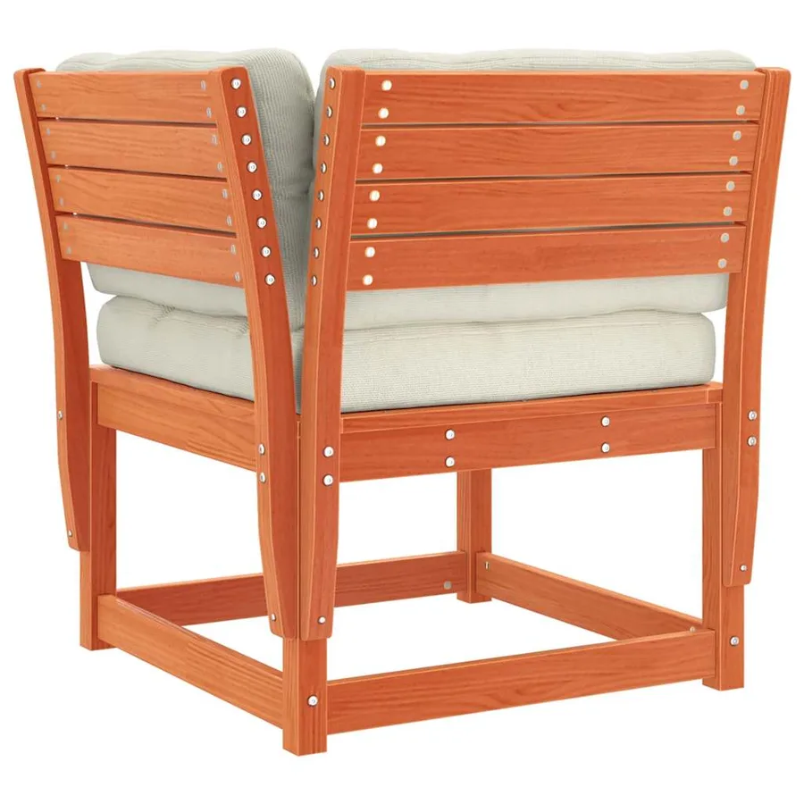 Salon de jardin 5 pcs avec coussins cire marron bois pin massif - 6