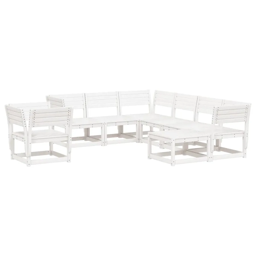 Salon de jardin 8 pcs Blanc Bois de pin massif - 2