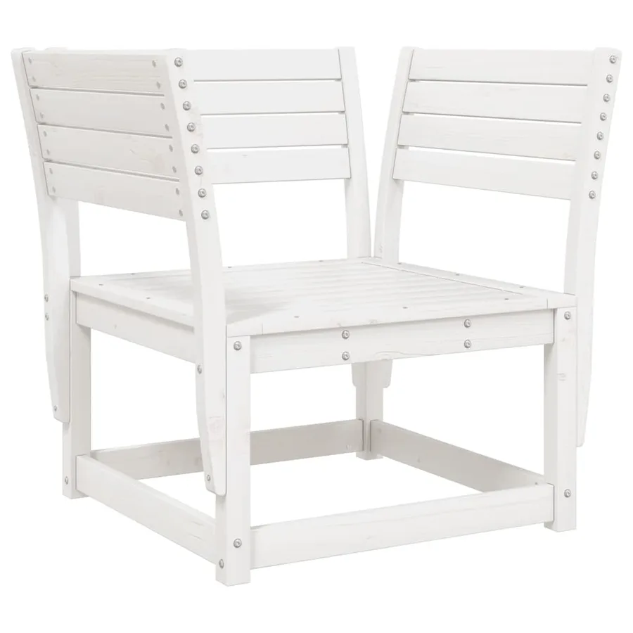 Salon de jardin 8 pcs Blanc Bois de pin massif - 3