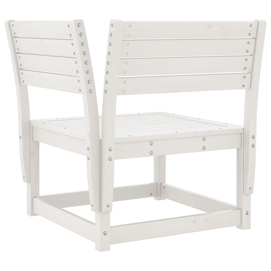 Salon de jardin 8 pcs Blanc Bois de pin massif - 5