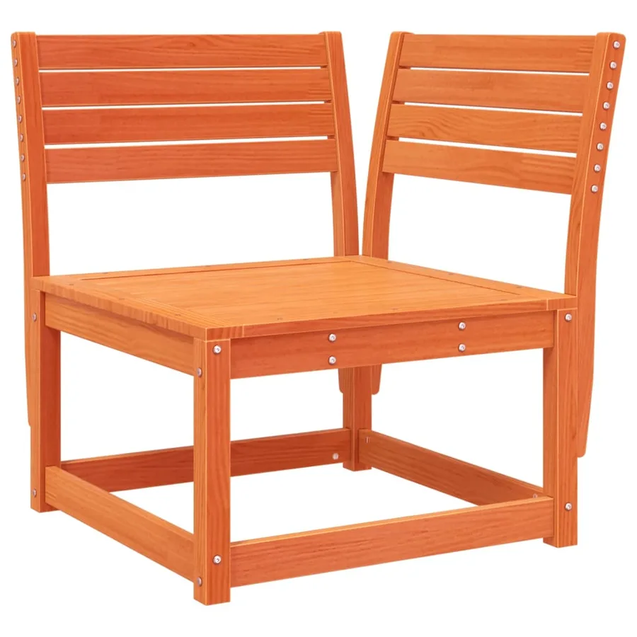 Salon de jardin 5 pcs cire marron bois de pin massif - 5