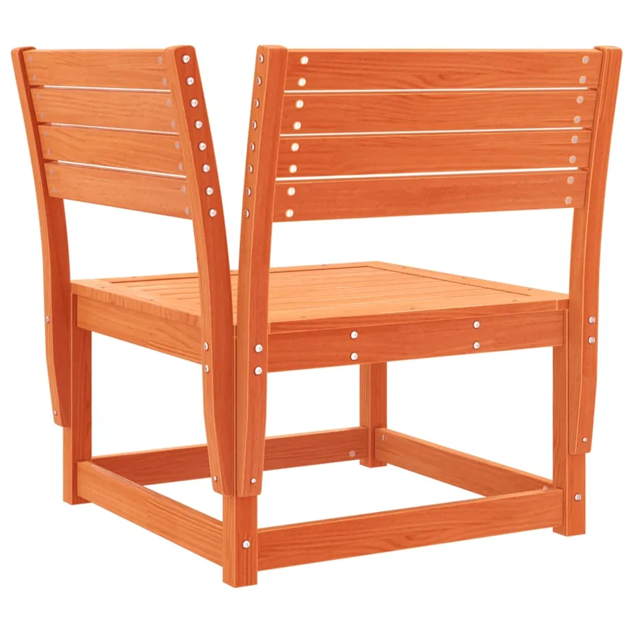 Salon de jardin 5 pcs cire marron bois de pin massif - 6