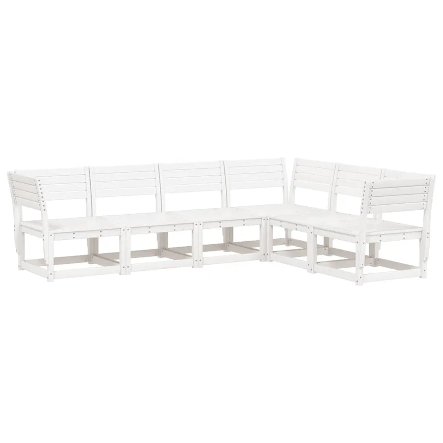 Salon de jardin 6 pcs blanc bois de pin massif - 2