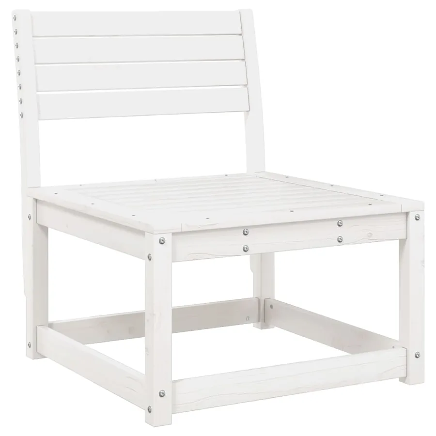 Salon de jardin 6 pcs blanc bois de pin massif - 3