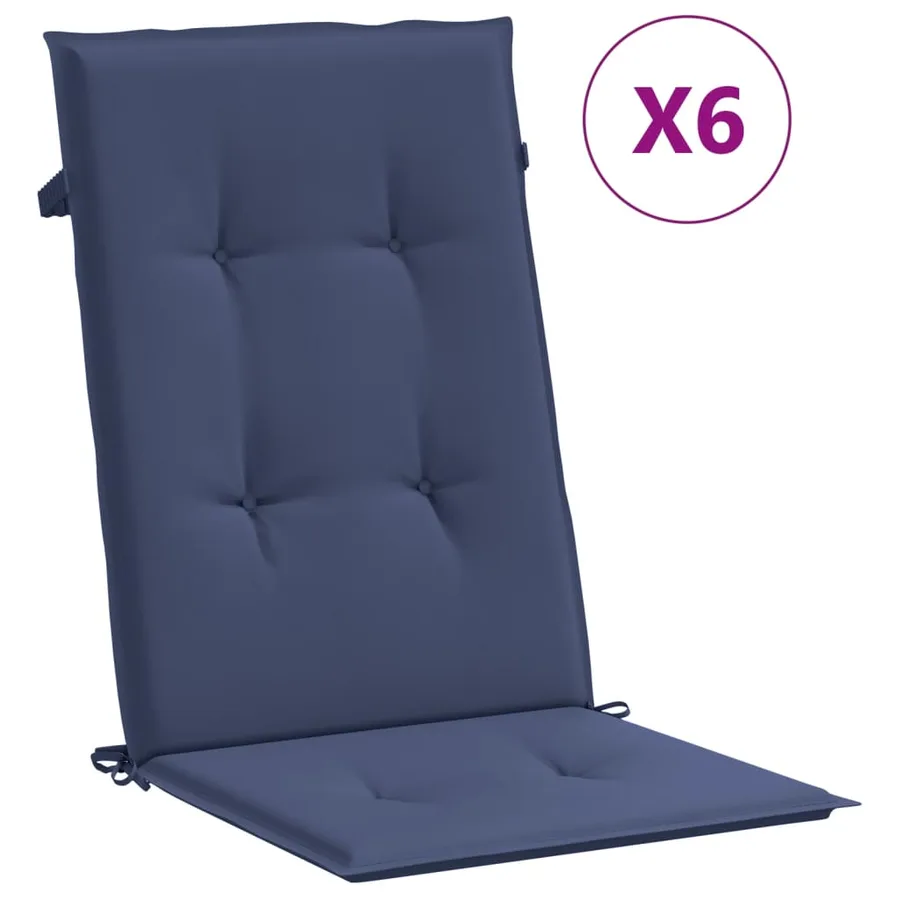 Coussins de chaise à dossier haut lot de 6 bleu marine tissu - 2