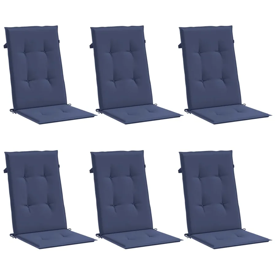 Coussins de chaise à dossier haut lot de 6 bleu marine tissu - 3
