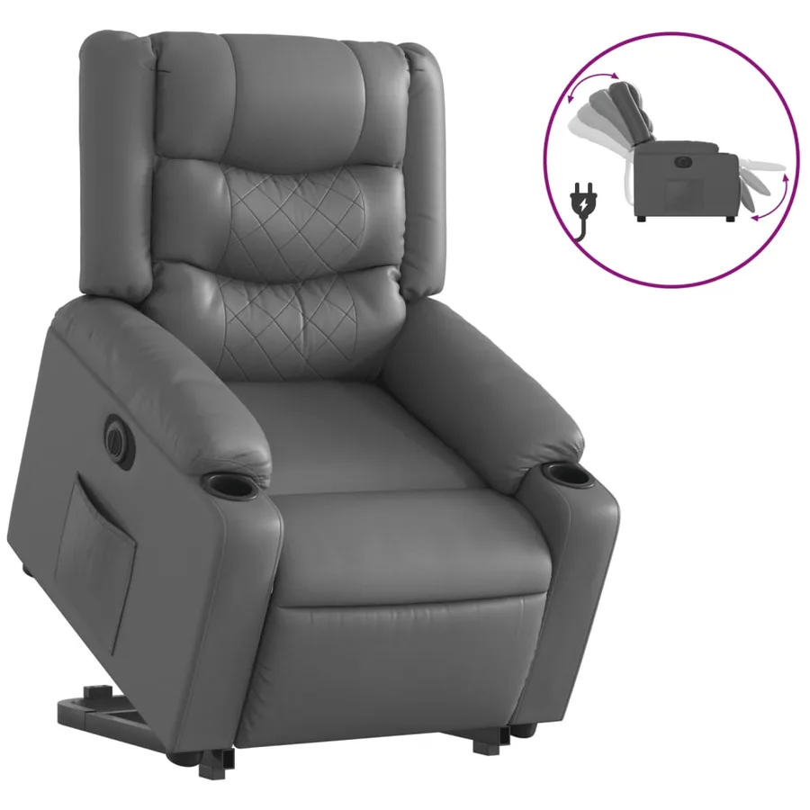 Fauteuil inclinable électrique gris similicuir - 2