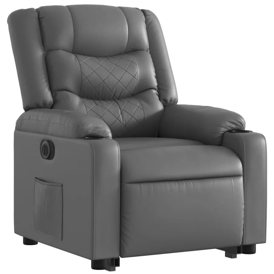 Fauteuil inclinable électrique gris similicuir - 4