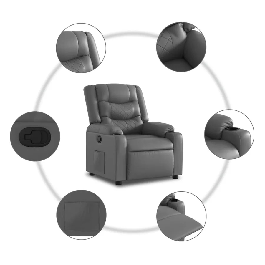 Fauteuil inclinable Gris Similicuir - 5