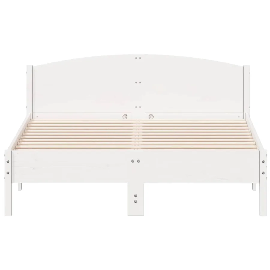 Cadre de lit sans matelas blanc 160x200 cm bois de pin massif - 4