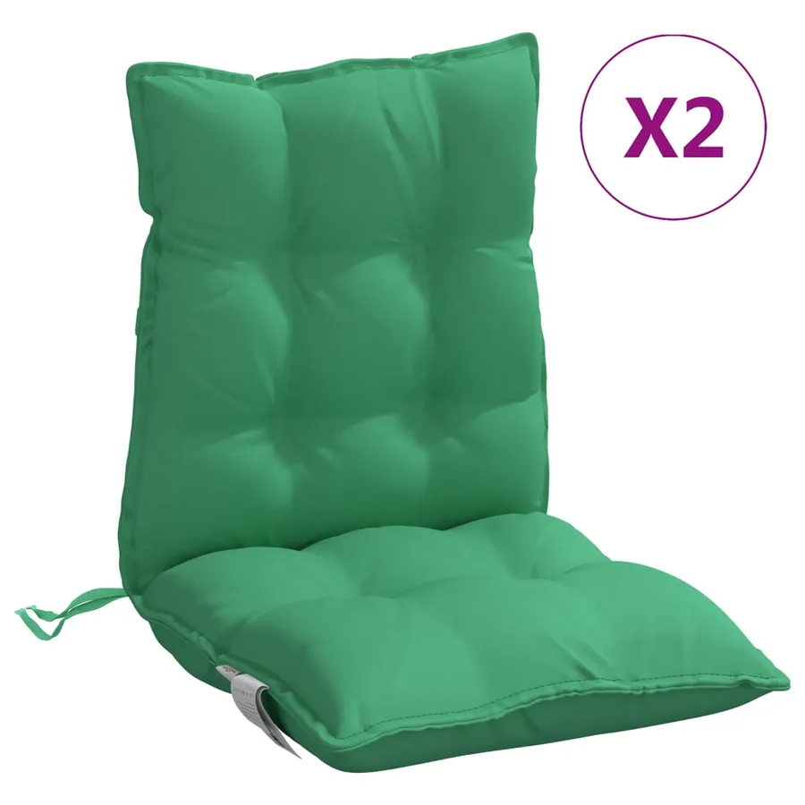 Coussins de chaise à dossier bas lot de 2 vert tissu oxford - 2