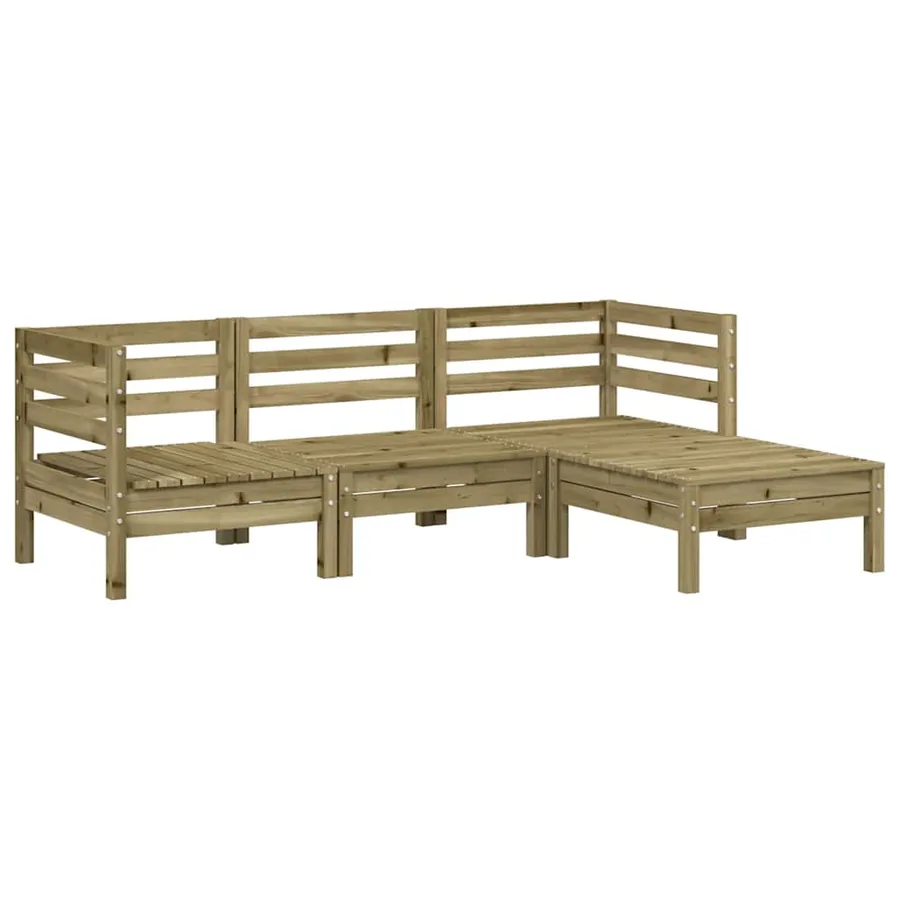 Canapé de jardin 3 places avec repose-pieds bois pin imprégné - 2