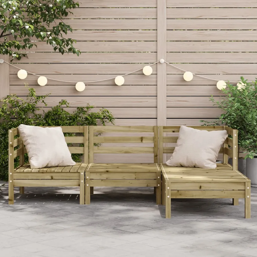 Canapé de jardin 3 places avec repose-pieds bois pin imprégné - 3