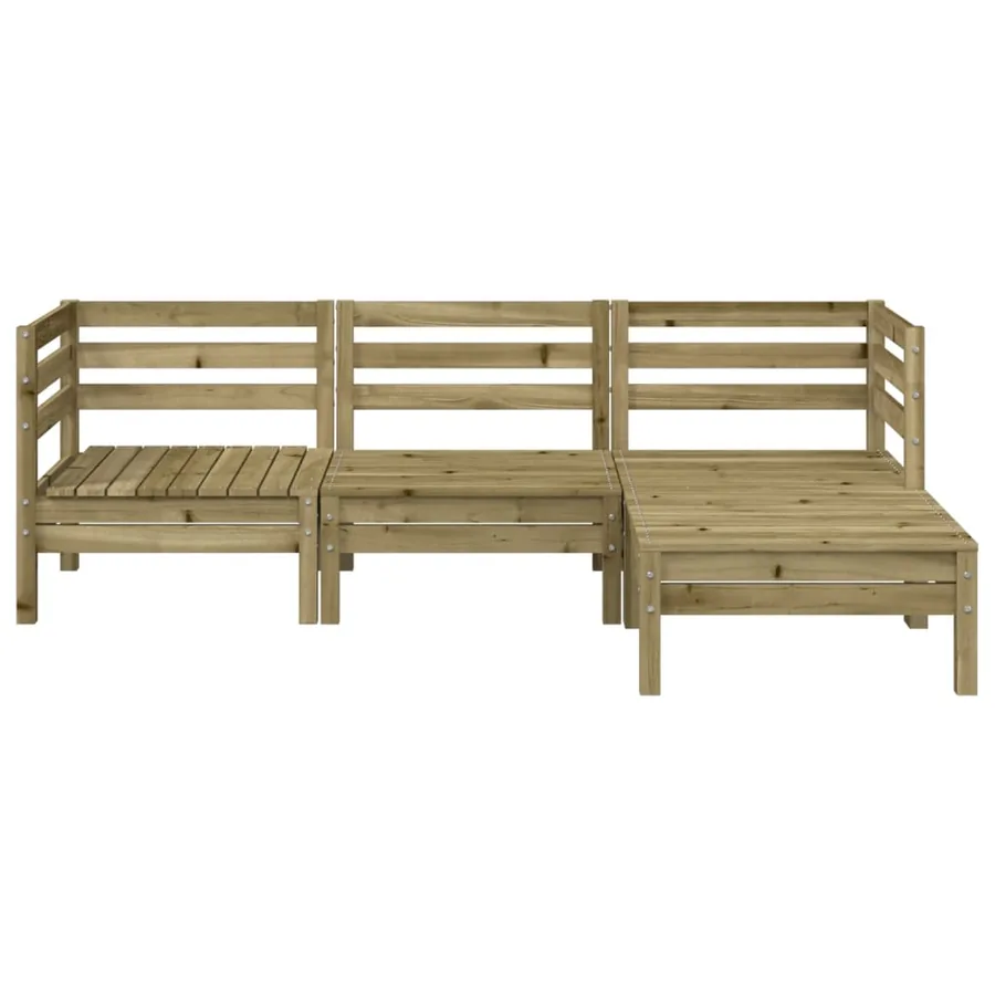Canapé de jardin 3 places avec repose-pieds bois pin imprégné - 4