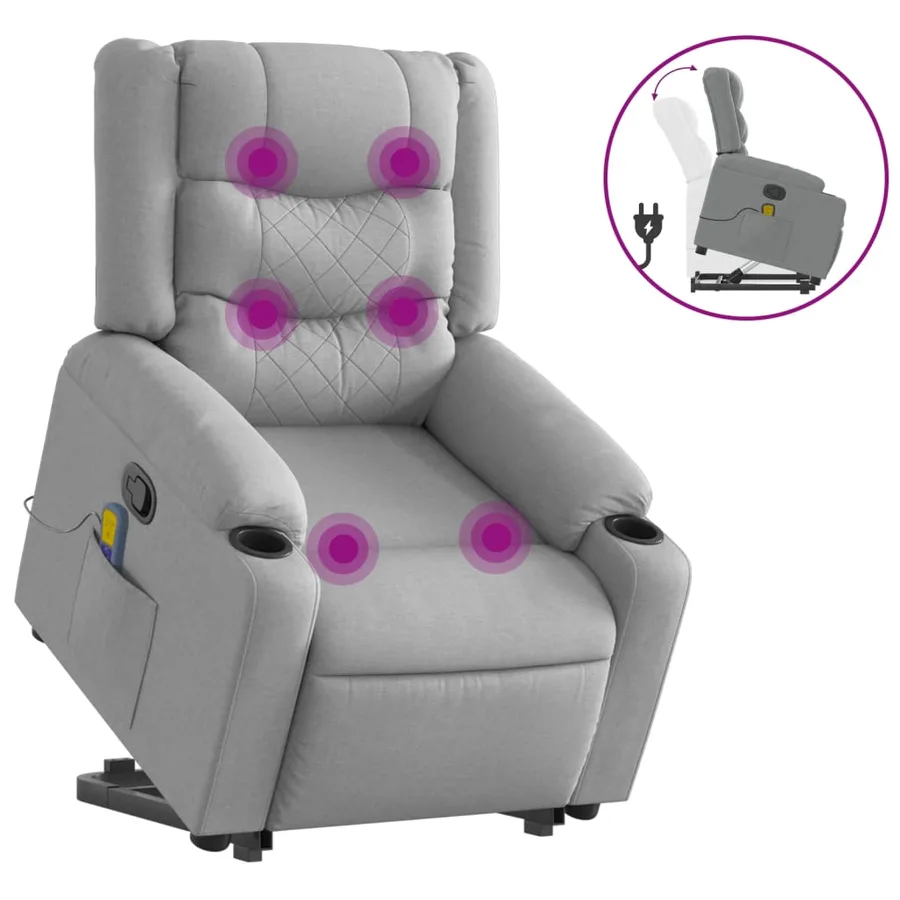 Fauteuil de massage inclinable Gris clair Tissu - 2