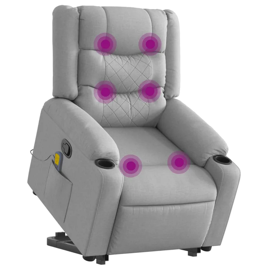 Fauteuil de massage inclinable Gris clair Tissu - 3