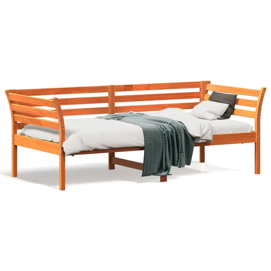 Lit de jour sans matelas cire marron 90x190 cm bois pin massif - 2