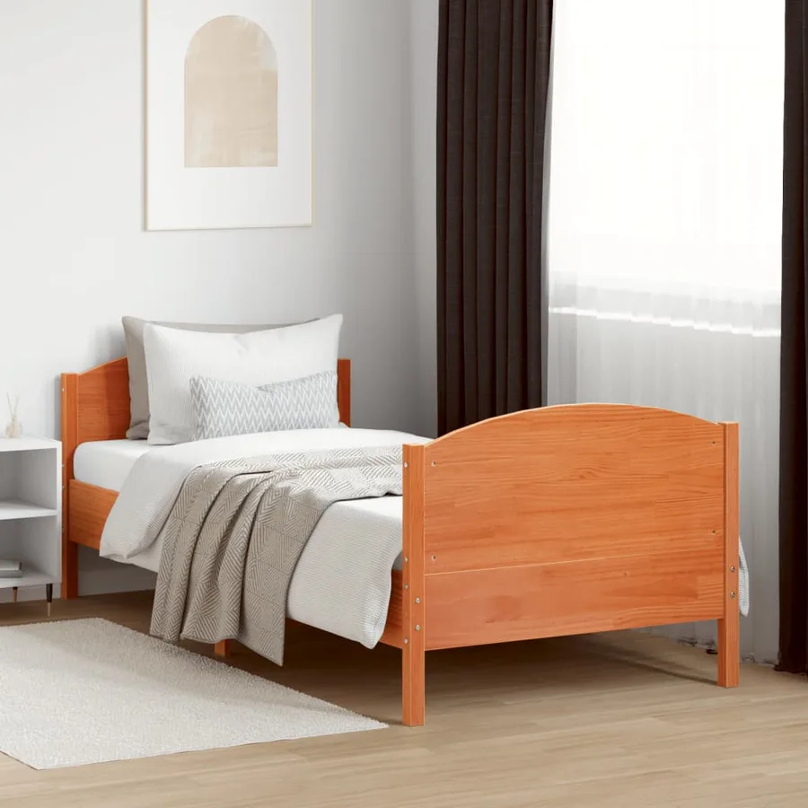 Cadre de lit sans matelas cire marron 90x190 cm bois pin massif - 3