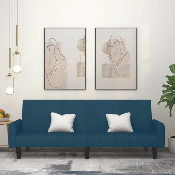 Canapé-lit à 2 places Bleu Velours