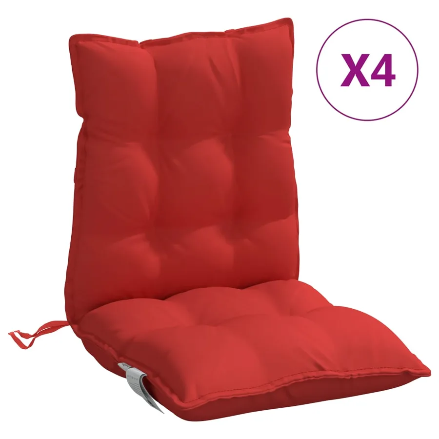 Coussins de chaise à dossier bas lot de 4 rouge tissu oxford - 2