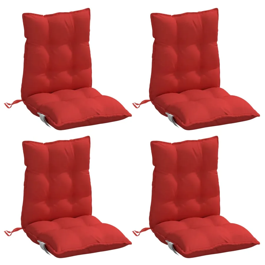 Coussins de chaise à dossier bas lot de 4 rouge tissu oxford - 3