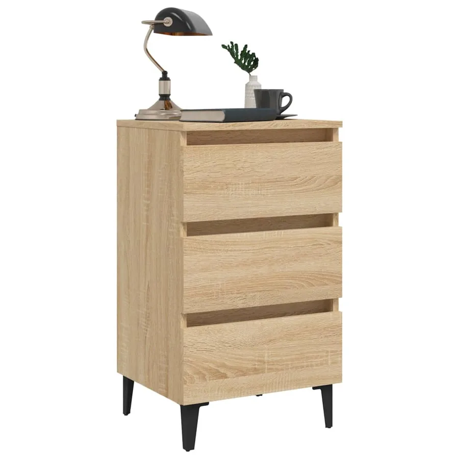 Table de chevet avec pieds en métal chêne sonoma 40x35x69 cm - 4