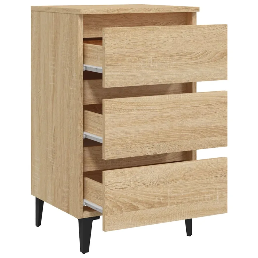Table de chevet avec pieds en métal chêne sonoma 40x35x69 cm - 7