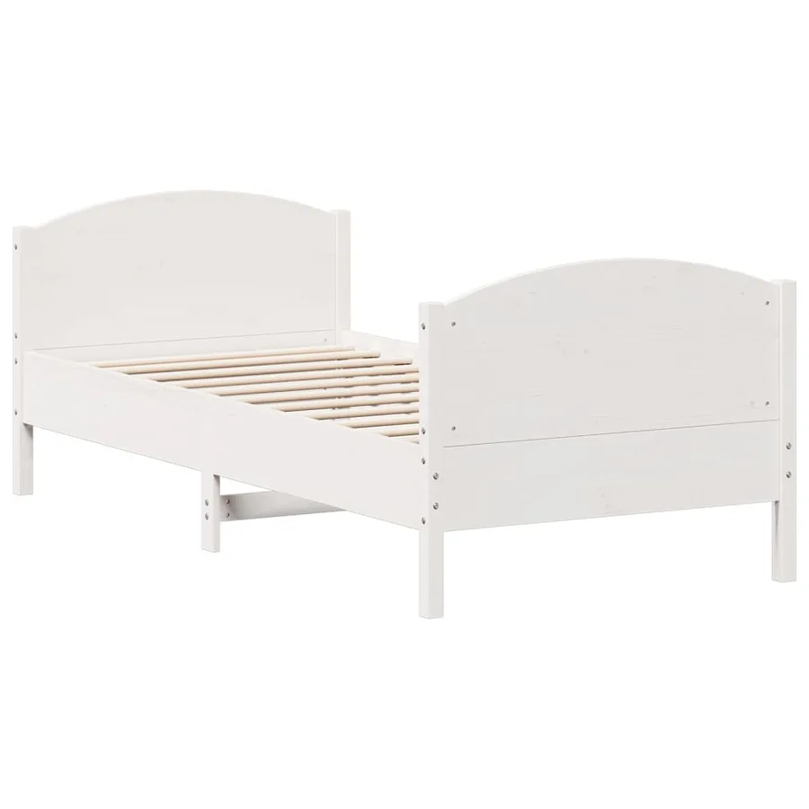 Cadre de lit sans matelas blanc 90x200 cm bois de pin massif - 3