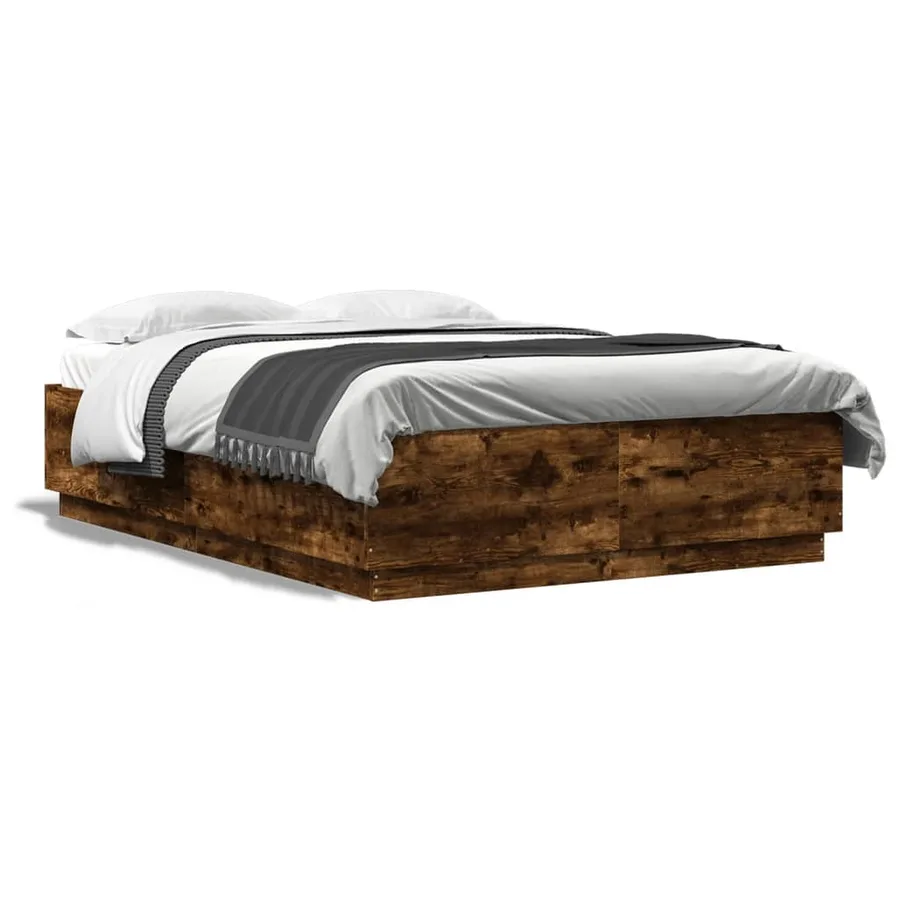 Cadre de lit sans matelas chêne fumé 150x200 cm - 2