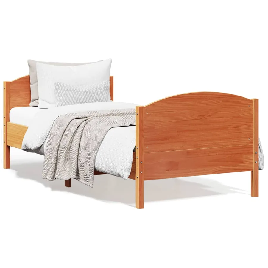 Cadre de lit sans matelas cire marron 100x200cm bois pin massif - 2